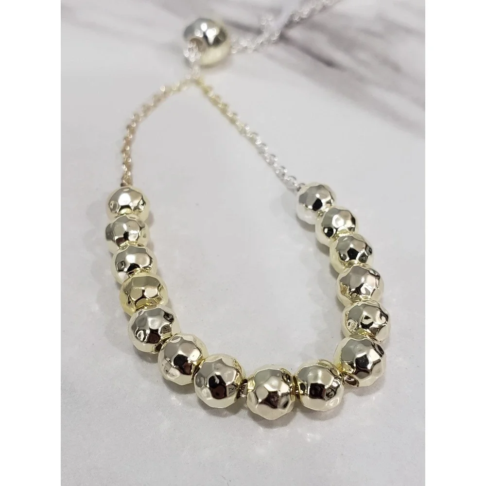 NEW Gorjana Laguna Large Beaded Adjustable TWO TONE Bracelet 178201S dainty